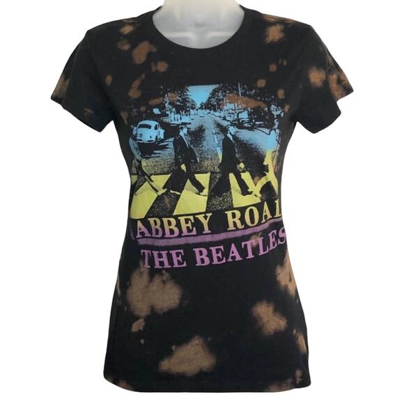 THE BEATLES Abbey Road custom acid wash tee women's size small - Picture 2 of 5